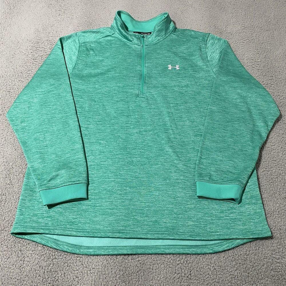 Under Armour Sweatshirt Mens 3XL Green Cold Gear 1/4 Zip Golf Pullover Sweater